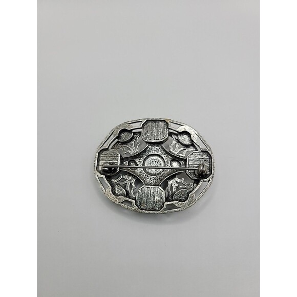 Vintage Miracle Scottish Celtic Brooch Faux Agate Opal Glass Stones Silver tone - Picture 12 of 13